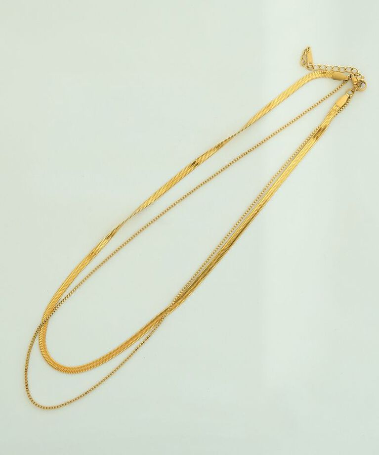 YECCA VECCA「2連スネークチェーンステンレスネックレス」|ネックレス|Gold