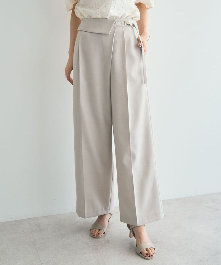 YECCA VECCA「ラペルデザインワイドパンツ」|その他|Light beige