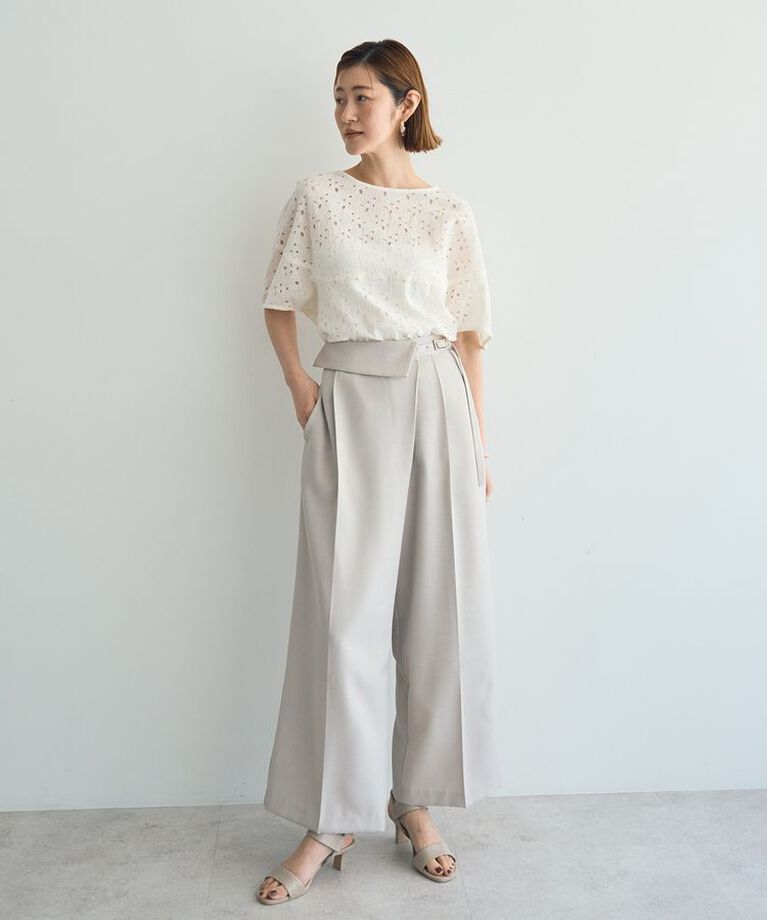 YECCA VECCA「ラペルデザインワイドパンツ」|その他|