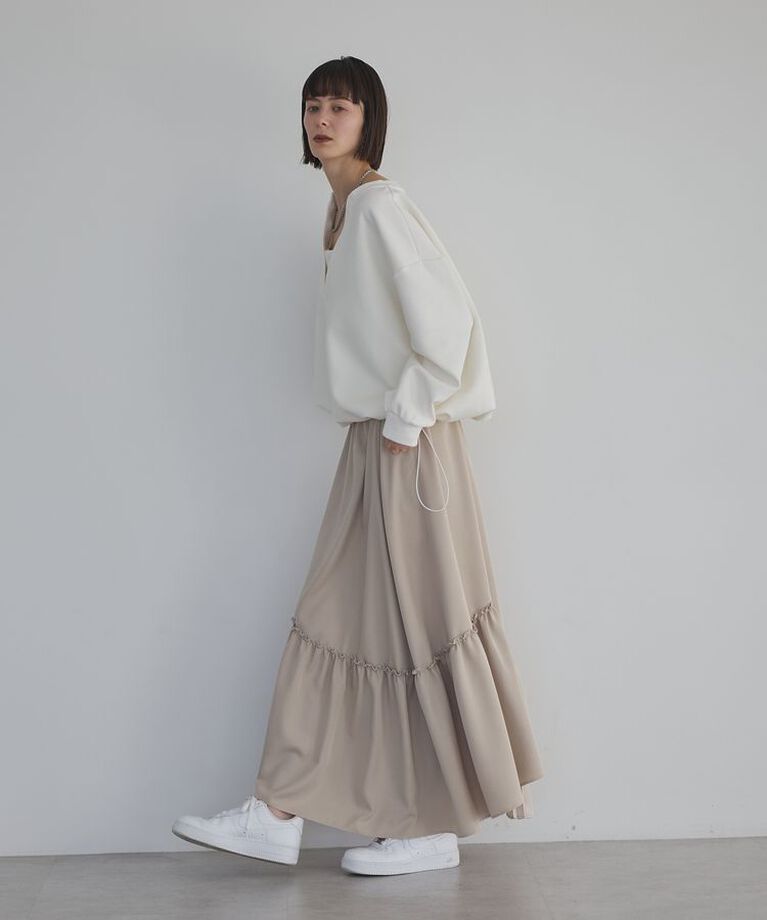 GARAGE OF GOOD CLOTHING「シフトヘムロングスカート」|フレア|