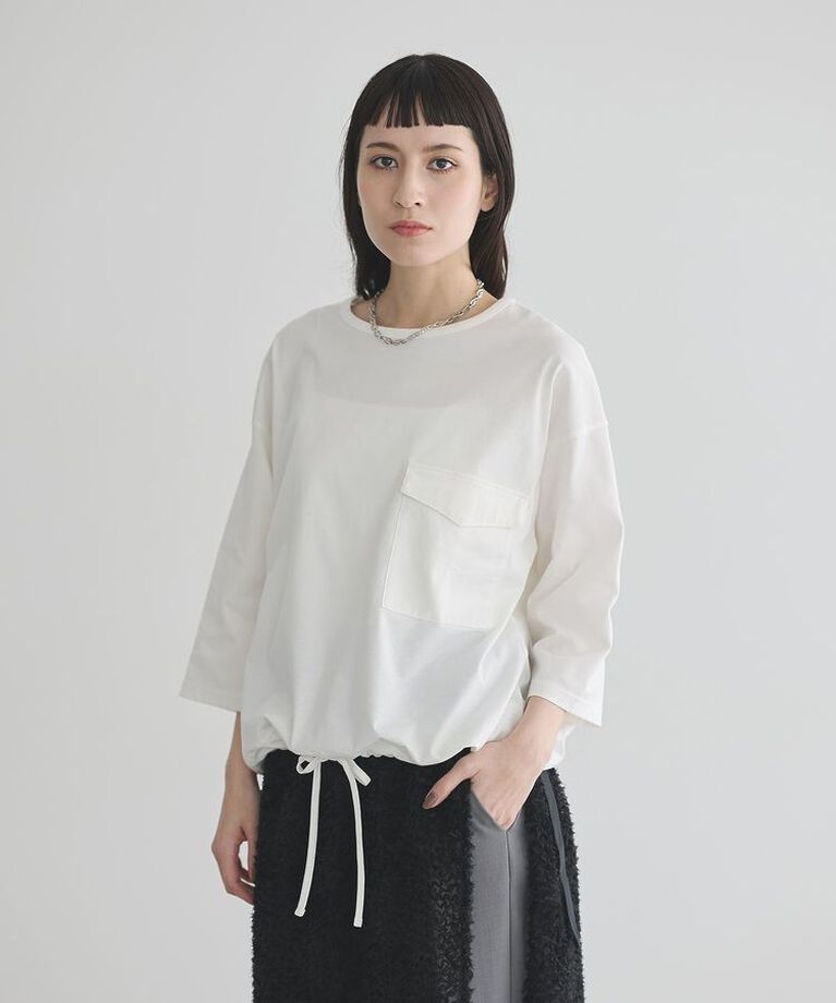 GARAGE OF GOOD CLOTHING「【日本製】七分袖裾ドロストプルオーバー」|Tシャツ・カットソー|Off White
