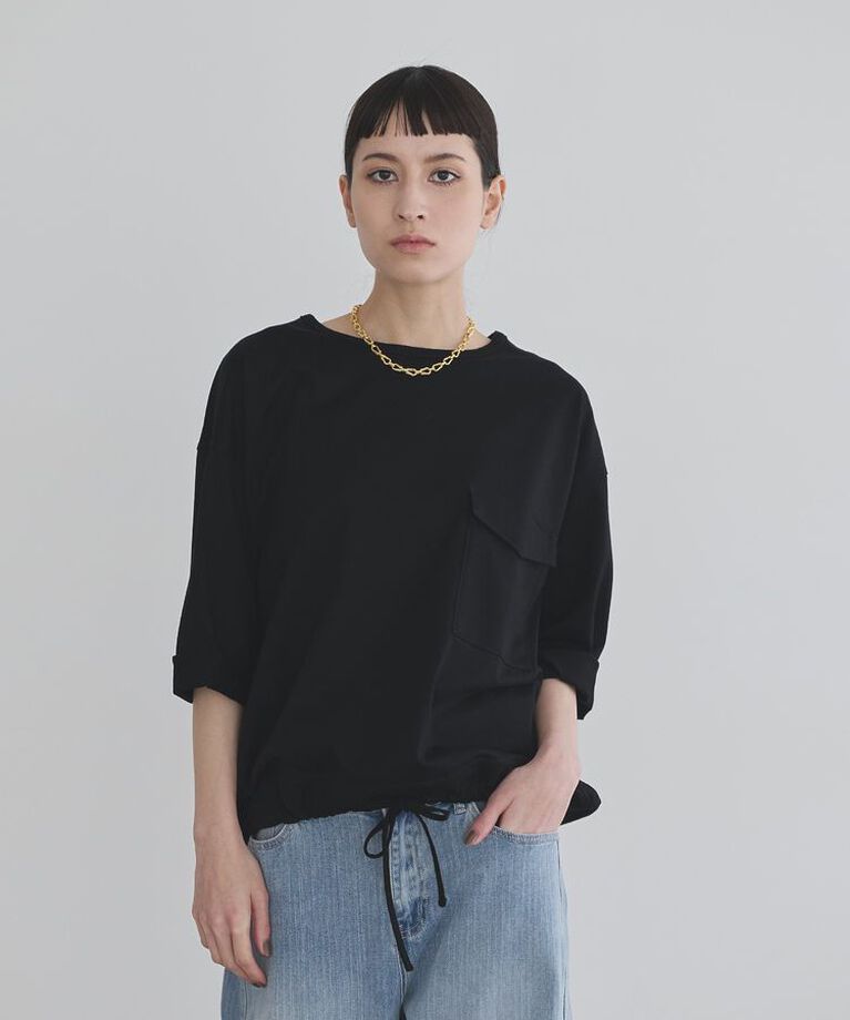 GARAGE OF GOOD CLOTHING「【日本製】七分袖裾ドロストプルオーバー」|Tシャツ・カットソー|Black