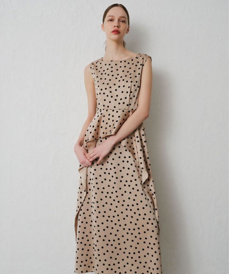 LOULOU WILLOUGHBY「【LOULOU WILLOUGHBY】サテンドットノースリーブワンピース」|ワンピース|