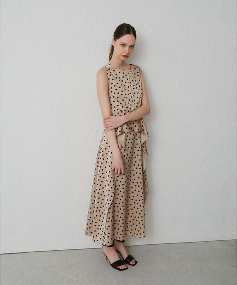 LOULOU WILLOUGHBY「【LOULOU WILLOUGHBY】サテンドットノースリーブワンピース」|ワンピース|