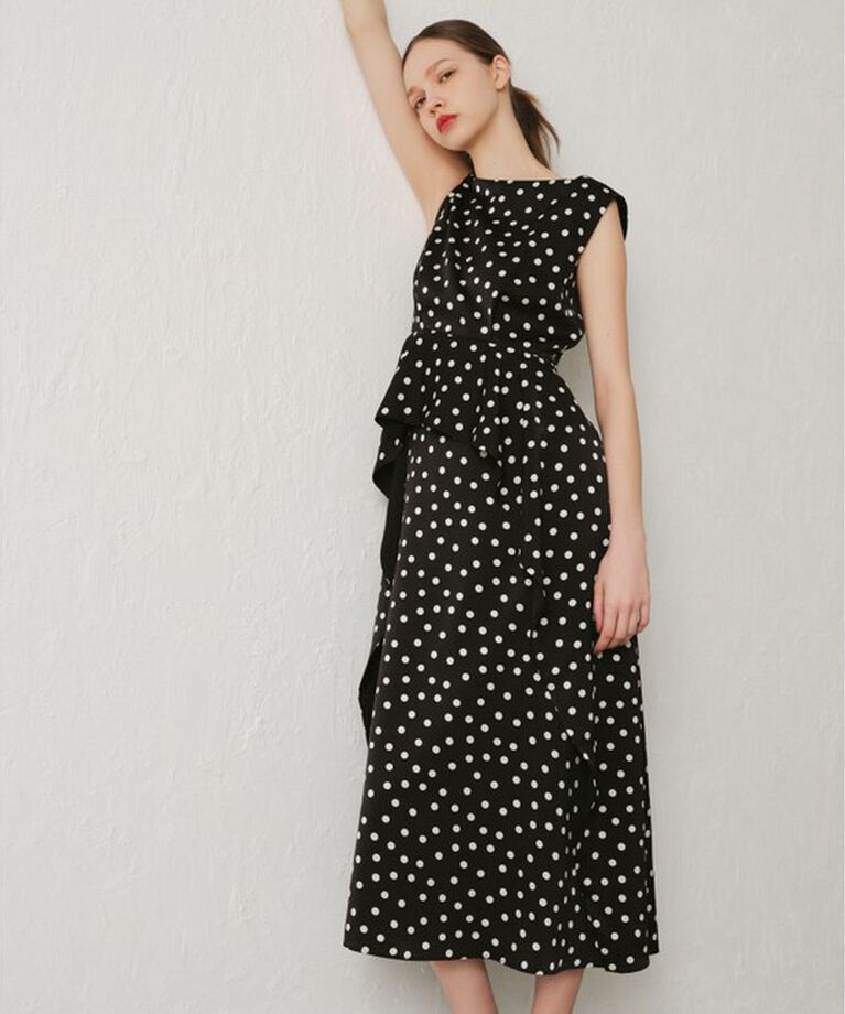 LOULOU WILLOUGHBY「【LOULOU WILLOUGHBY】サテンドットノースリーブワンピース」|ワンピース|