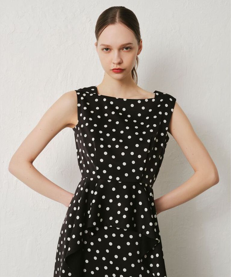 LOULOU WILLOUGHBY「【LOULOU WILLOUGHBY】サテンドットノースリーブワンピース」|ワンピース|