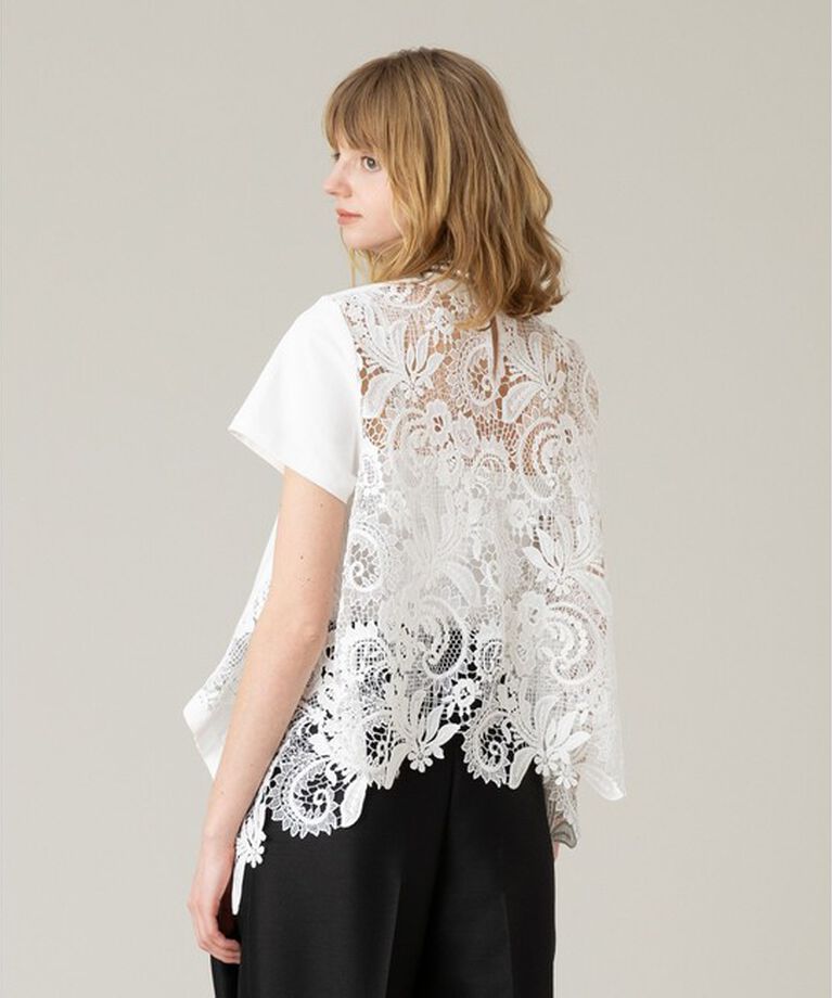 LOULOU WILLOUGHBY「【LOULOU WILLOUGHBY】レースドッキングプルオーバー」|Tシャツ・カットソー|ホワイト