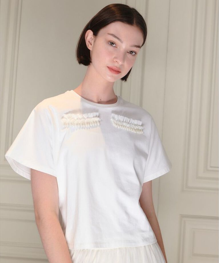 LOULOU WILLOUGHBY「【LOULOU WILLOUGHBY】ワイドスリーブアイラッシュT」|Tシャツ・カットソー|オフホワイト