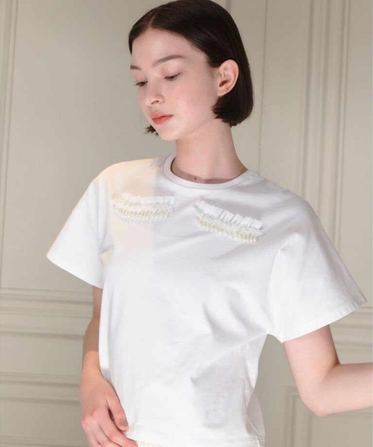 LOULOU WILLOUGHBY「【LOULOU WILLOUGHBY】ワイドスリーブアイラッシュT」|Tシャツ・カットソー|