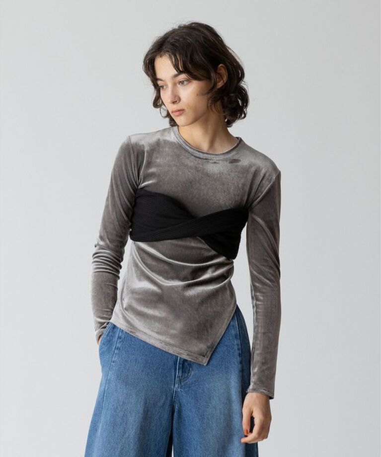 allureville「ベロアアシメスリットプルオーバー」|Tシャツ・カットソー|