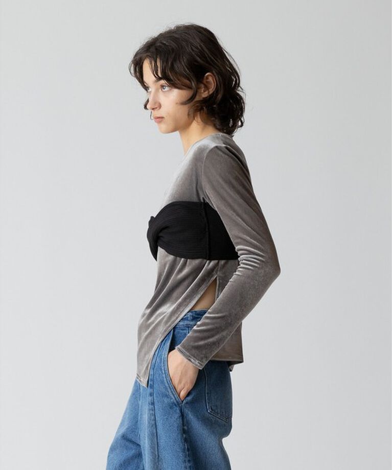 allureville「ベロアアシメスリットプルオーバー」|Tシャツ・カットソー|