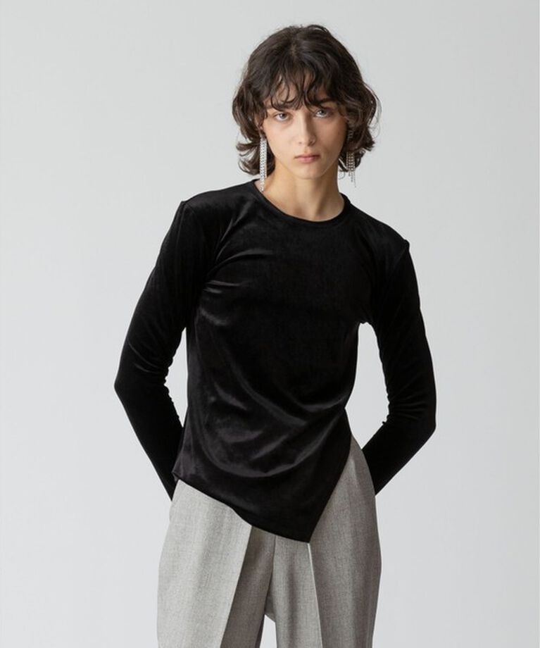 allureville「ベロアアシメスリットプルオーバー」|Tシャツ・カットソー|