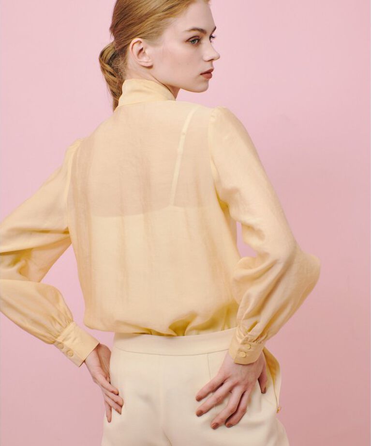 LOULOU WILLOUGHBY「【LOULOU WILLOUGHBY】シルキーシボリボンブラウス」|シャツ・ブラウス|