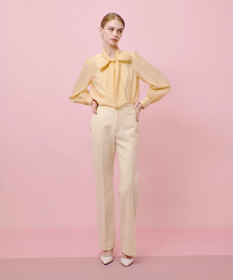LOULOU WILLOUGHBY「【LOULOU WILLOUGHBY】シルキーシボリボンブラウス」|シャツ・ブラウス|