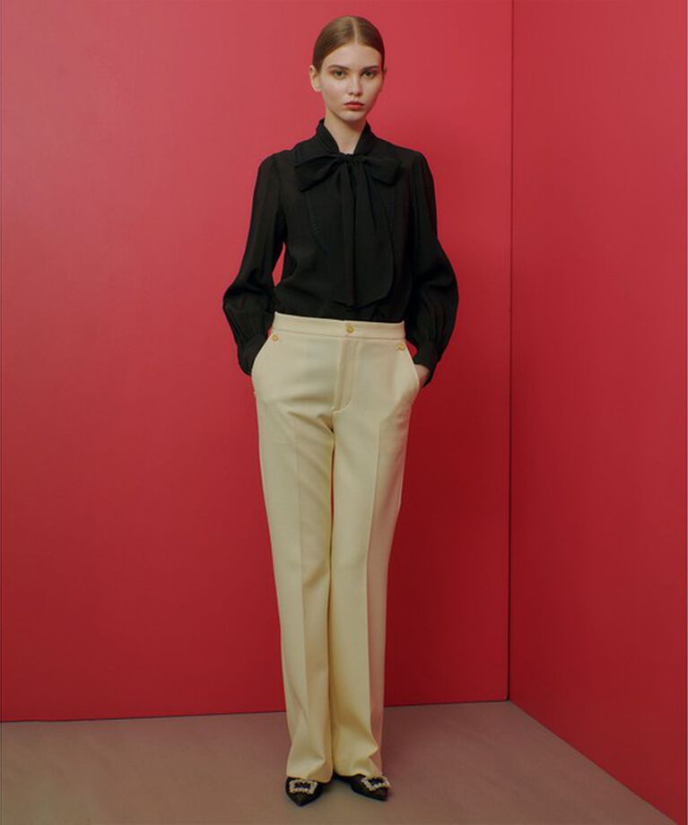 LOULOU WILLOUGHBY「【LOULOU WILLOUGHBY】シルキーシボリボンブラウス」|シャツ・ブラウス|