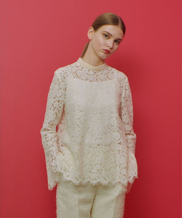 LOULOU WILLOUGHBY「【LOULOU WILLOUGHBY】パールネックレースブラウス」|シャツ・ブラウス|