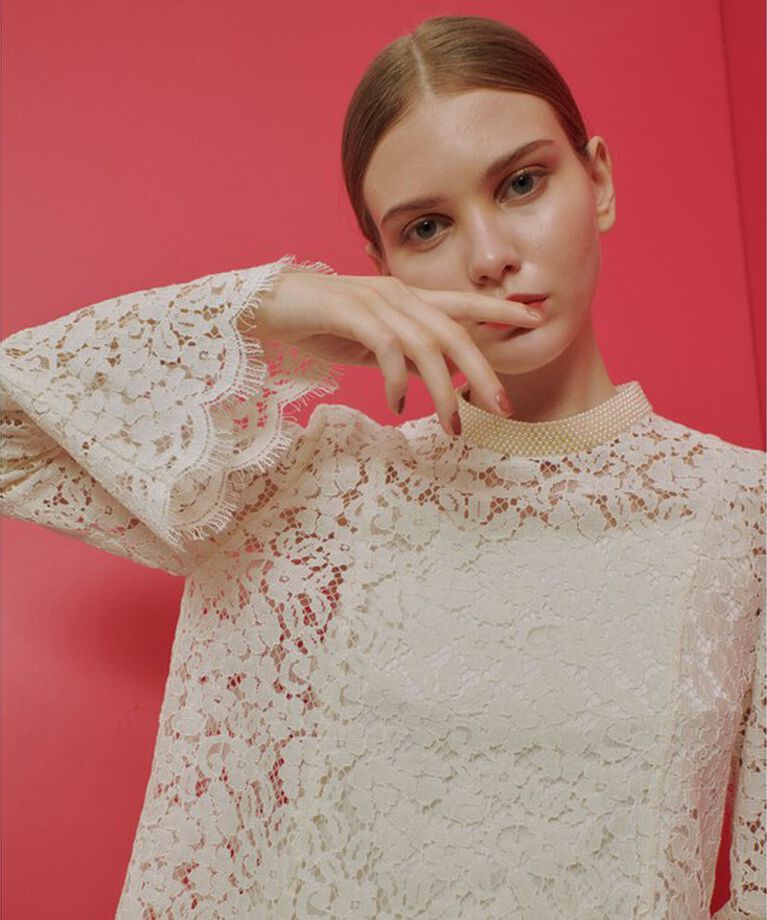 LOULOU WILLOUGHBY「【LOULOU WILLOUGHBY】パールネックレースブラウス」|シャツ・ブラウス|