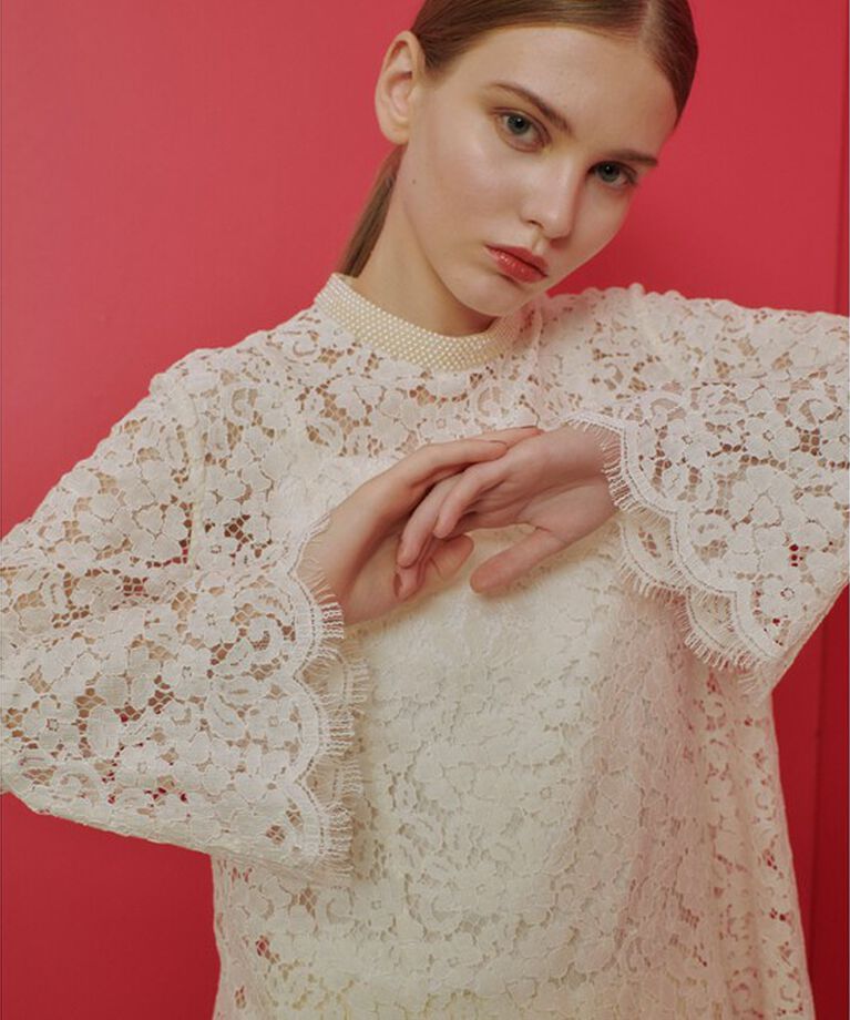 LOULOU WILLOUGHBY「【LOULOU WILLOUGHBY】パールネックレースブラウス」|シャツ・ブラウス|