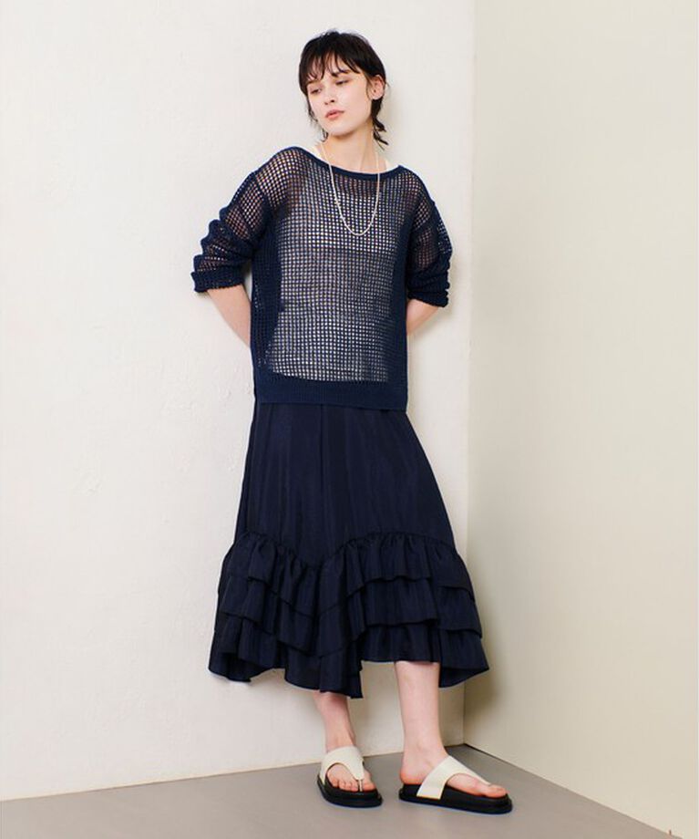 allureville「リネンコードメッシュプルオーバー」|ニット・セーター|