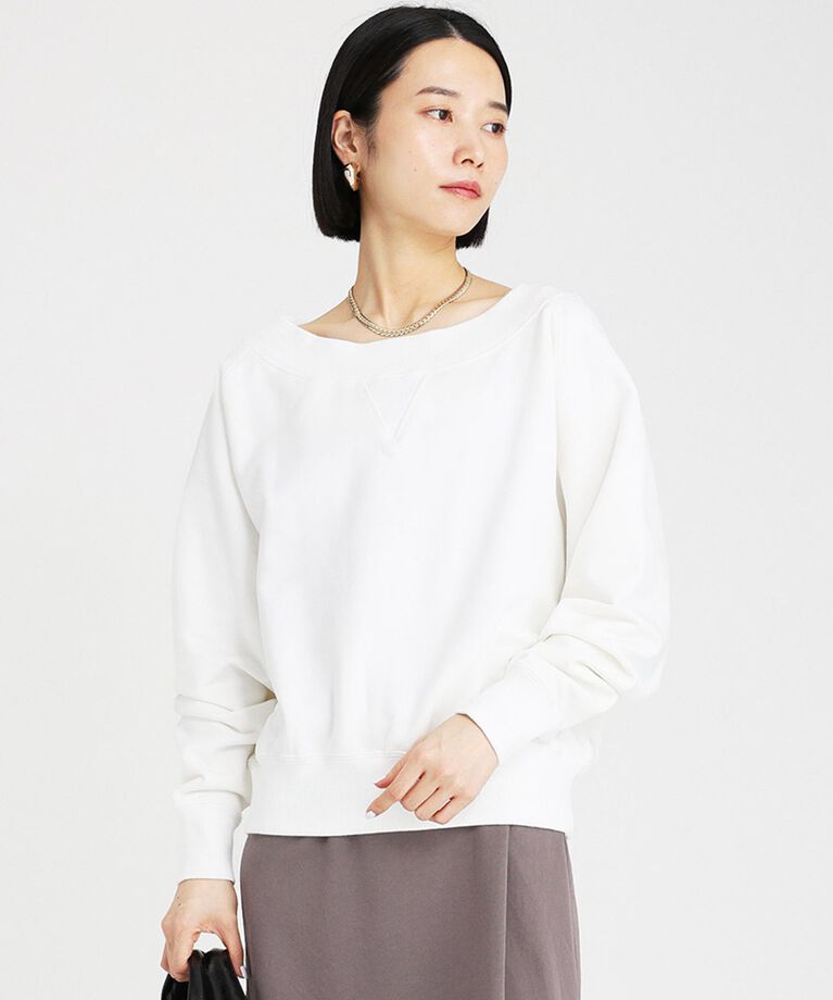 BABYLONE「ボ－トネック裏毛プルオーバー」|Tシャツ・カットソー|ﾎﾜｲﾄ