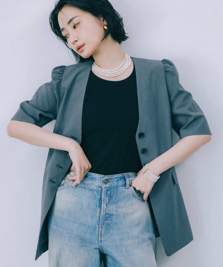 BABYLONE「【柳橋唯さんコラボアイテム】5分袖パフスリーブジャケット」|テーラードジャケット|ﾁｬｺｰﾙ