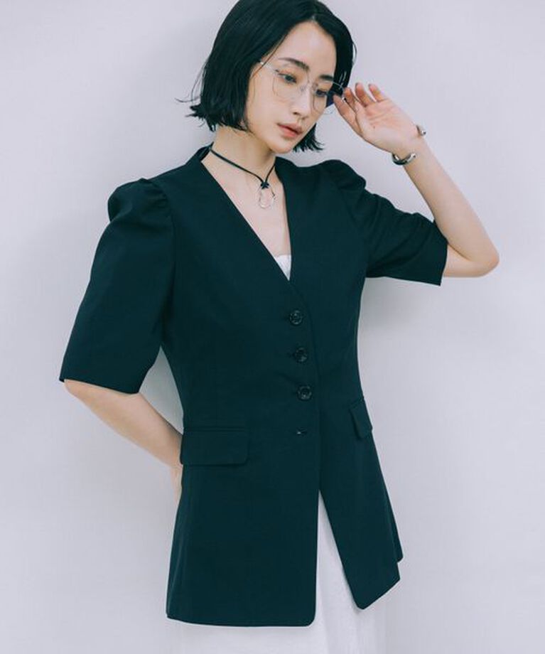 BABYLONE「【柳橋唯さんコラボアイテム】5分袖パフスリーブジャケット」|テーラードジャケット|ﾌﾞﾗｯｸ