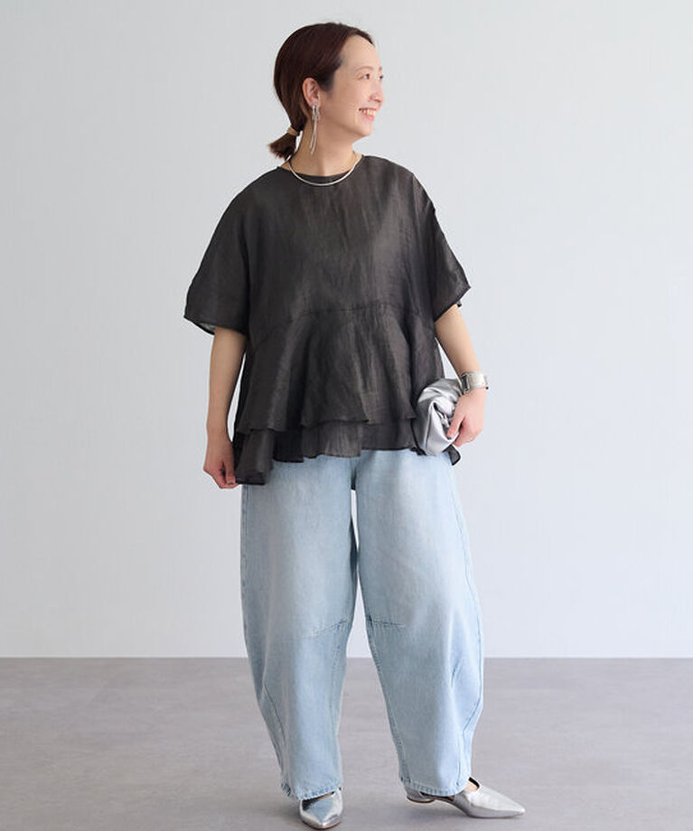  「【低身長・高身長対応/サイズ展開あり】デニムカーブレッグパンツ」|その他|