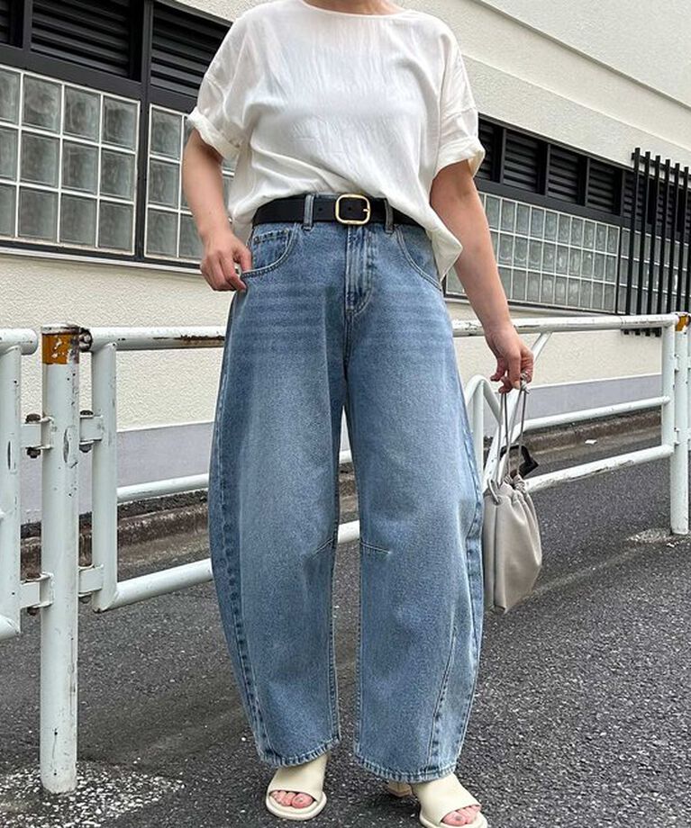  「【低身長・高身長対応/サイズ展開あり】デニムカーブレッグパンツ」|その他|