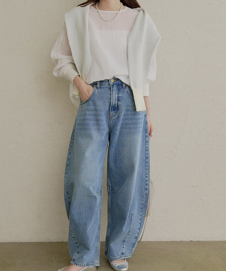  「【低身長・高身長対応/サイズ展開あり】デニムカーブレッグパンツ」|その他|
