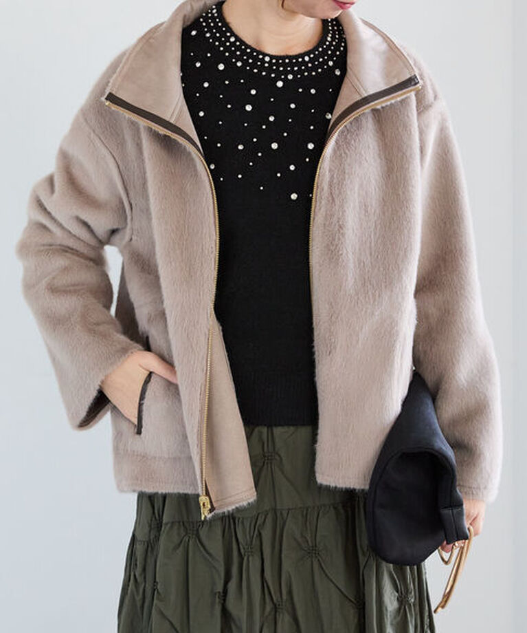Te chichi「リバーシブルムートンスタンド衿ブルゾン」|その他|モカ