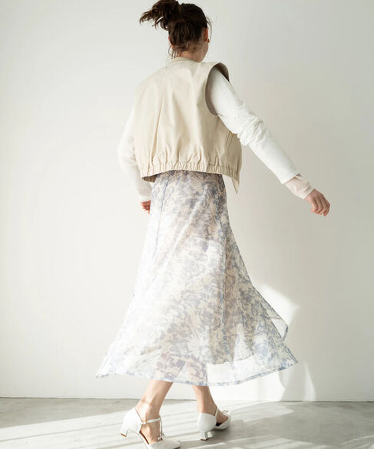 Te chichi TERRASSE「メッシュフラワーフレアスカート《2025spring catalog item》」|スカート|ブルー