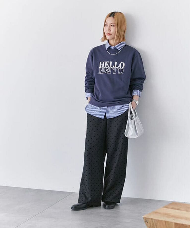 Samansa Mos2 blue「フロッキードットイージーパンツ」|その他|