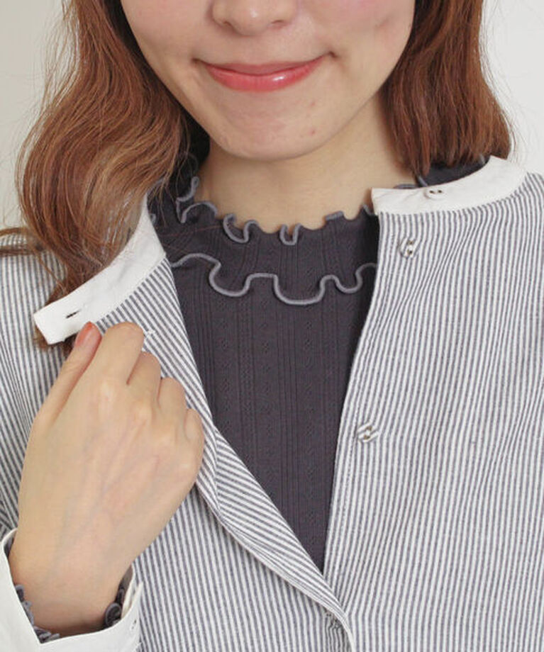 Samansa Mos2「パターンメッシュ配色メロウハイネックカットソー」|Tシャツ・カットソー|
