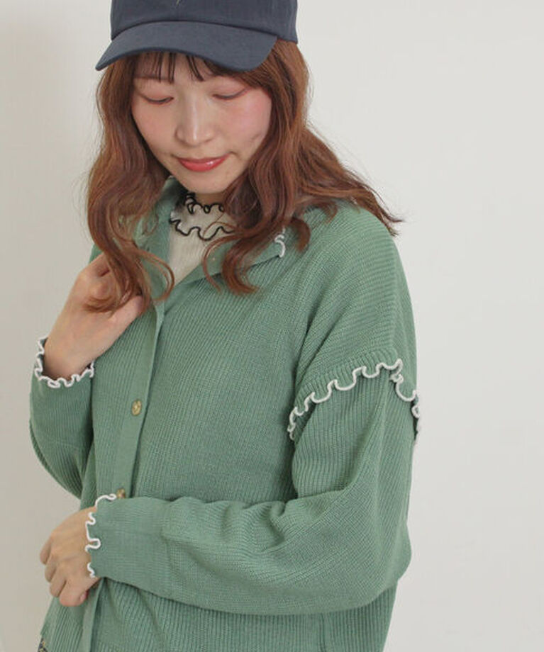 Samansa Mos2「パターンメッシュ配色メロウハイネックカットソー」|Tシャツ・カットソー|