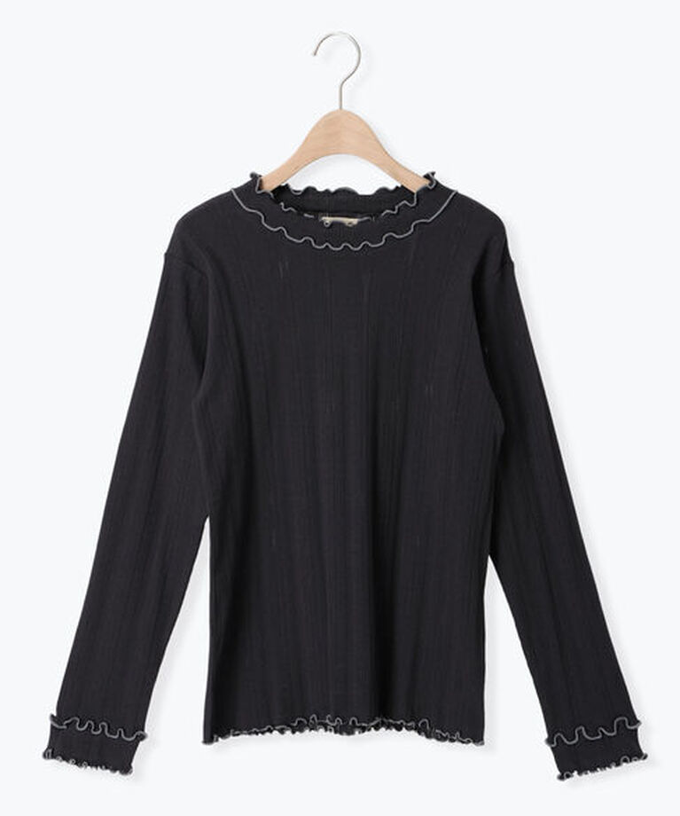 Samansa Mos2「パターンメッシュ配色メロウハイネックカットソー」|Tシャツ・カットソー|