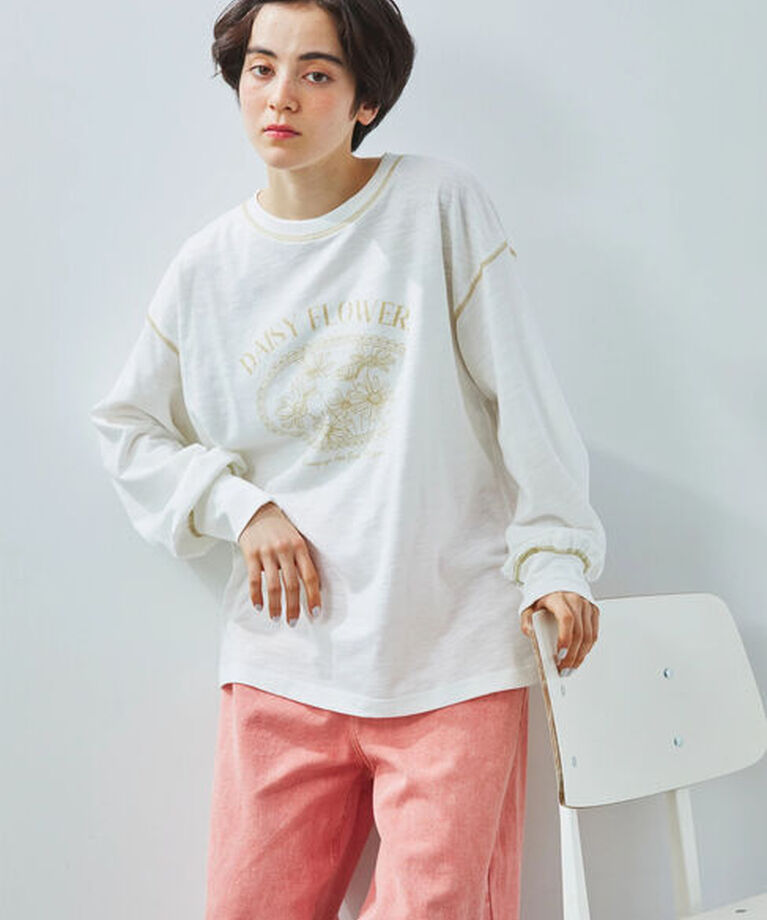 Samansa Mos2「配色ステッチプリントアソートロングTシャツ」|Tシャツ・カットソー|