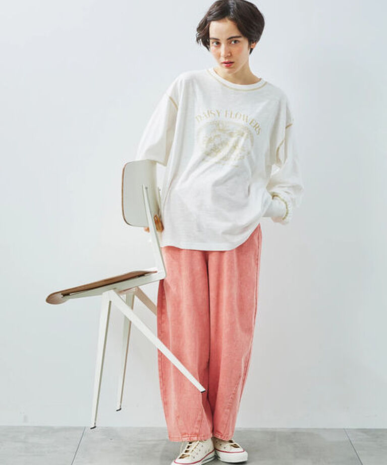 Samansa Mos2「配色ステッチプリントアソートロングTシャツ」|Tシャツ・カットソー|