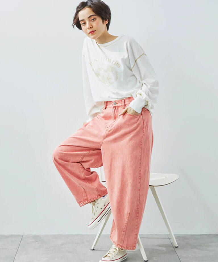 Samansa Mos2「配色ステッチプリントアソートロングTシャツ」|Tシャツ・カットソー|