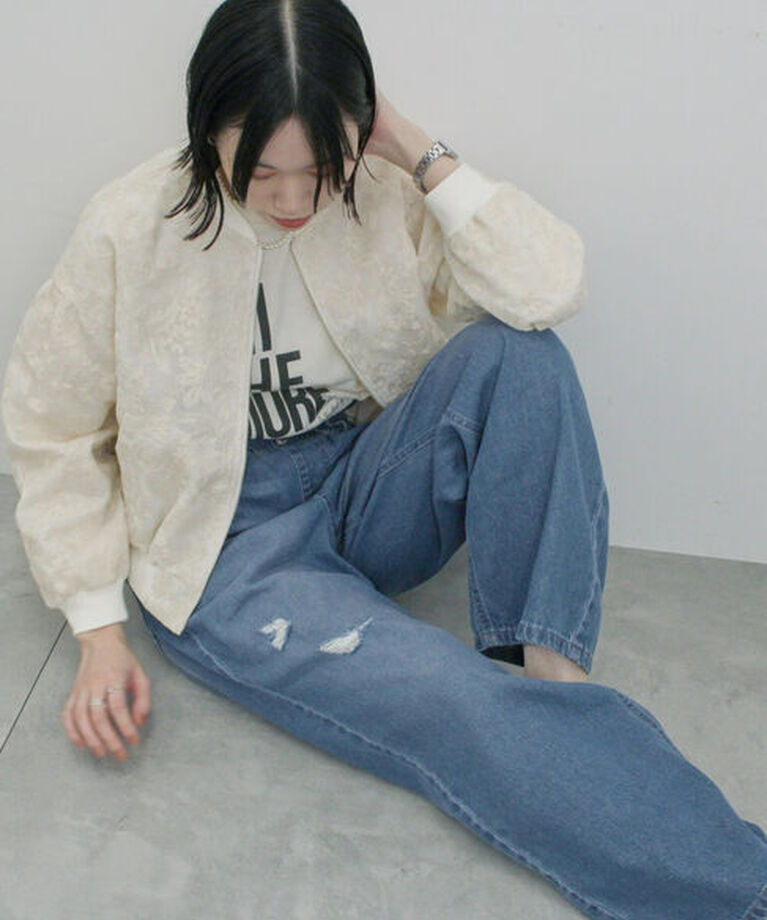 Samansa Mos2 blue「【ECO DENIM】ウエストフリルパンツ」|その他|