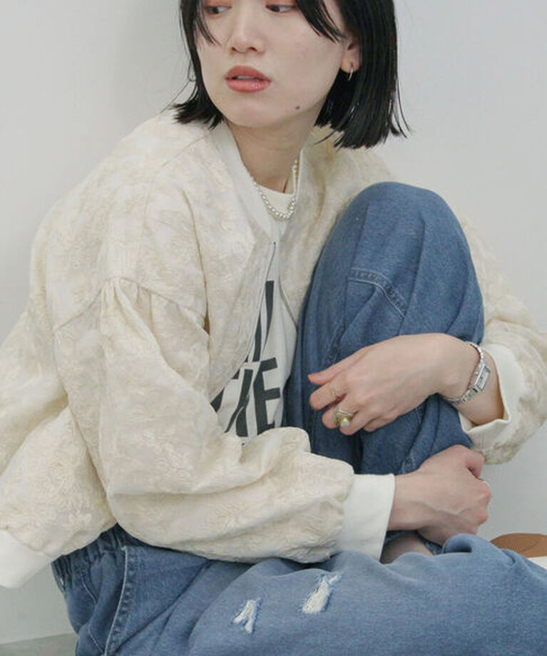 Samansa Mos2 blue「【ECO DENIM】ウエストフリルパンツ」|その他|