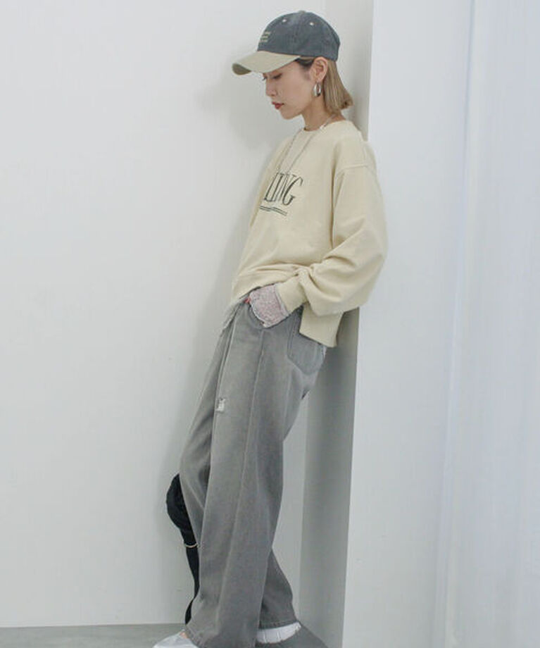 Samansa Mos2 blue「【ECO DENIM】ウエストフリルパンツ」|その他|