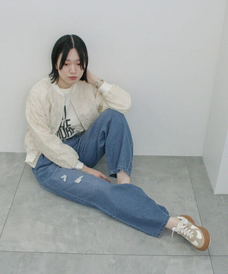 Samansa Mos2 blue「【ECO DENIM】ウエストフリルパンツ」|その他|