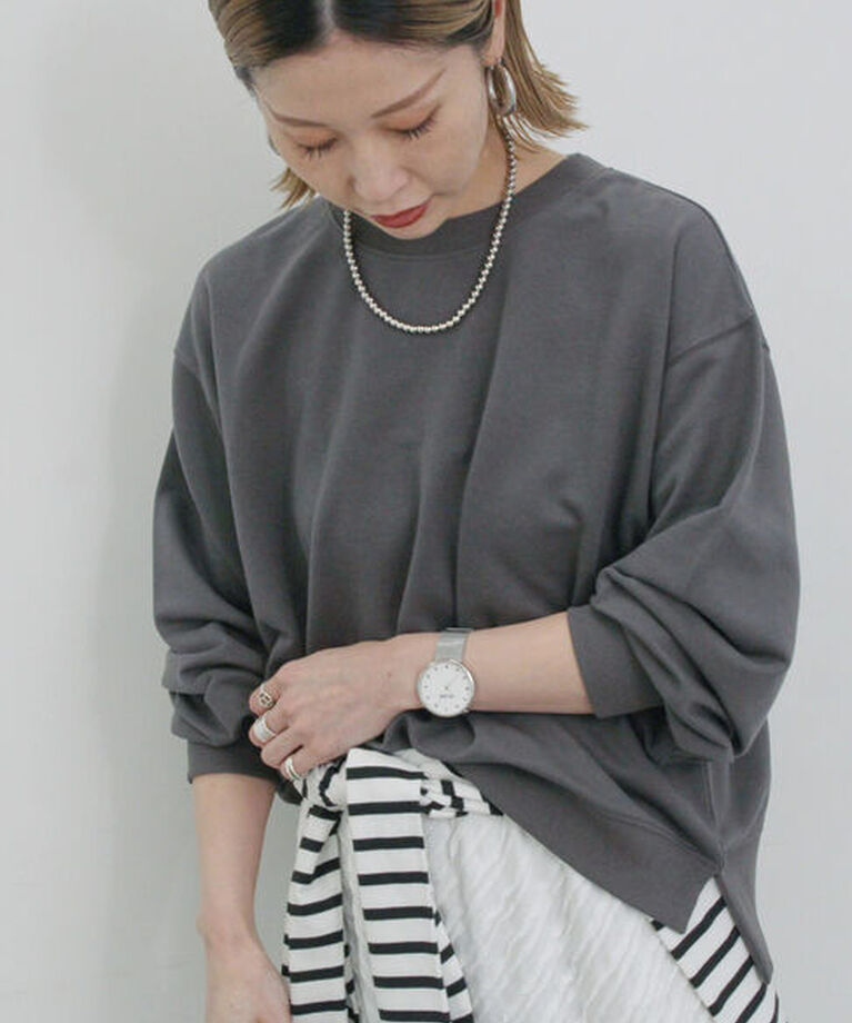 Samansa Mos2 blue「ミニ裏毛アソートプリントプルオーバー」|Tシャツ・カットソー|