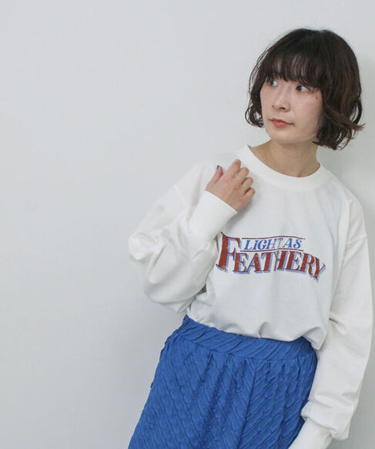 Samansa Mos2 blue「ミニ裏毛アソートプリントプルオーバー」|Tシャツ・カットソー|
