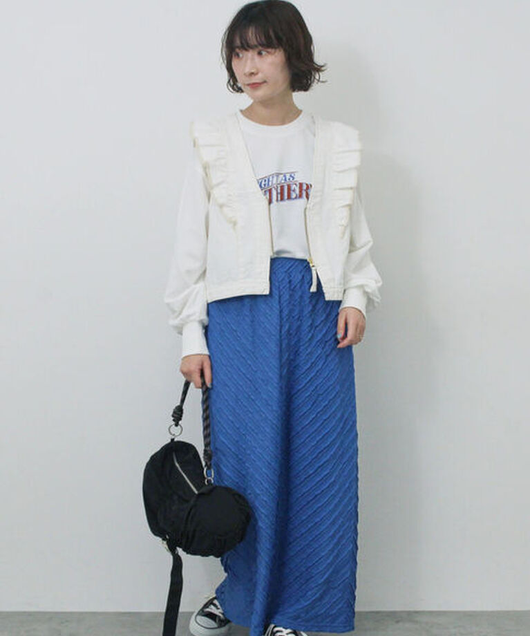 Samansa Mos2 blue「ミニ裏毛アソートプリントプルオーバー」|Tシャツ・カットソー|