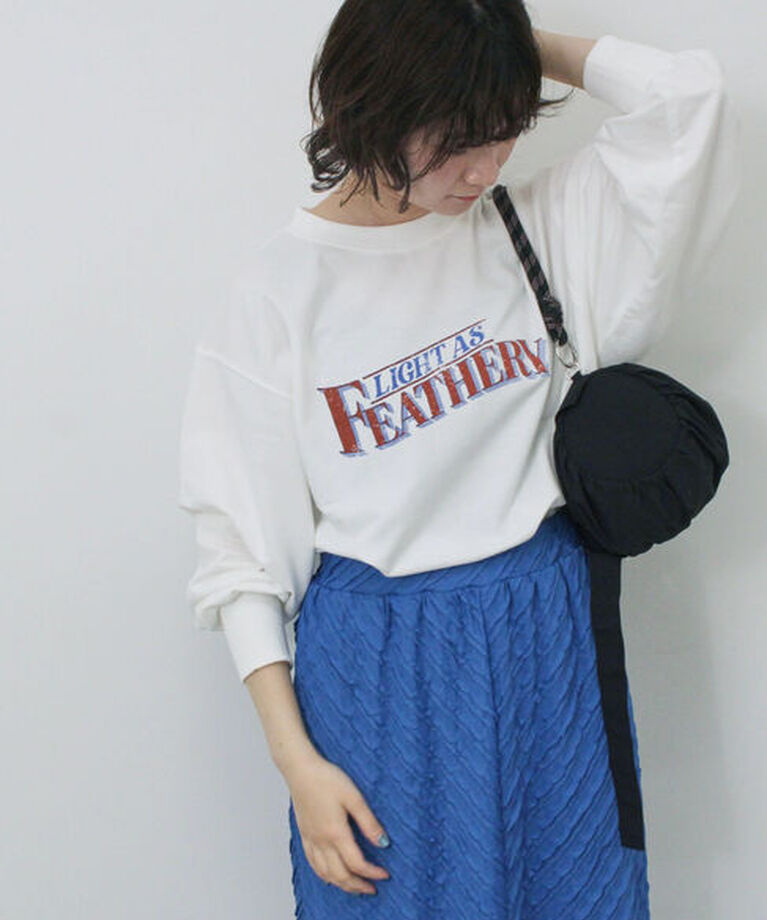 Samansa Mos2 blue「ミニ裏毛アソートプリントプルオーバー」|Tシャツ・カットソー|