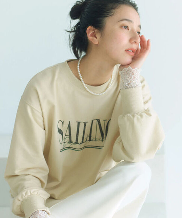 Samansa Mos2 blue「ミニ裏毛アソートプリントプルオーバー」|Tシャツ・カットソー|イエロー