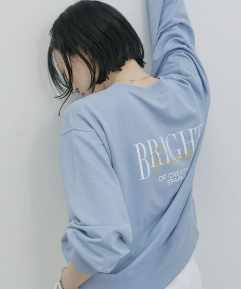 Samansa Mos2 blue「ミニ裏毛アソートプリントプルオーバー」|Tシャツ・カットソー|ブルー