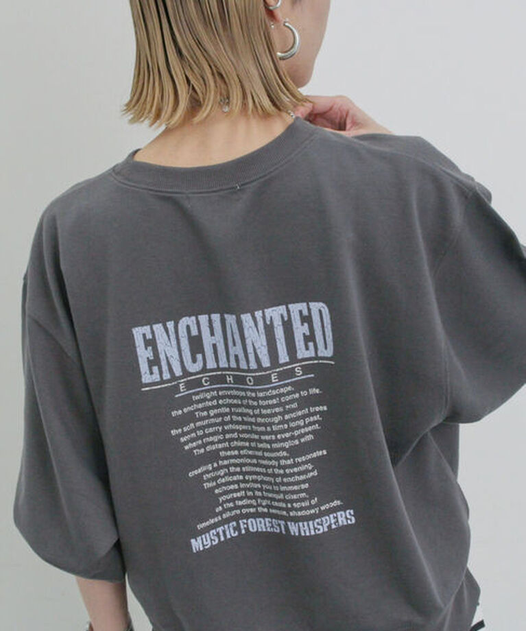 Samansa Mos2 blue「ミニ裏毛アソートプリントプルオーバー」|Tシャツ・カットソー|チャコールグレー