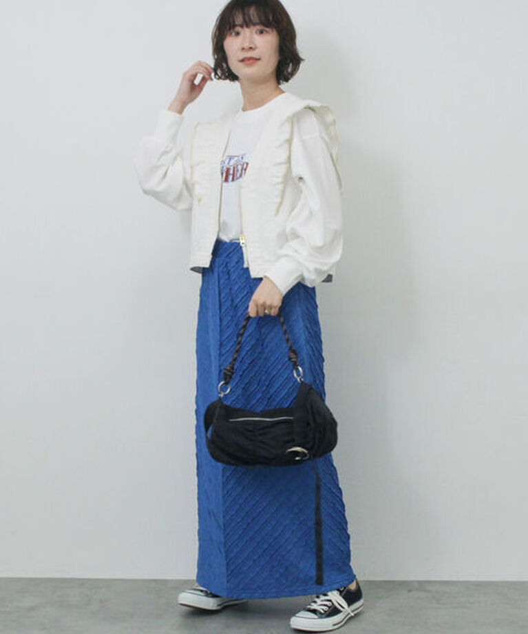 Samansa Mos2 blue「バイアスフリルカットスカート」|スカート|